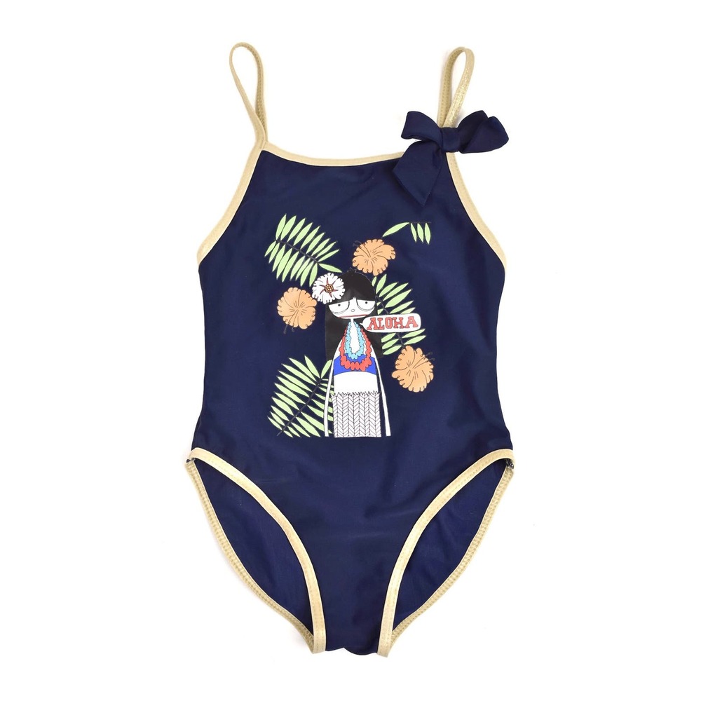 Little Marc Jacobs Swimsuit with Aloha Miss Marc Print Navy Girls Size 2